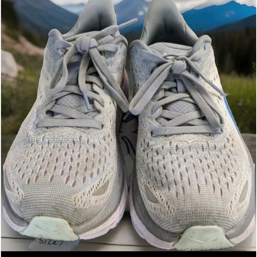 Hoka Women's Light Gray and Orange Sneakers - Picture 5 of 9